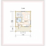 Проект дом из оцилиндрованного бревна под ключ, d 220мм площадью 6000 215; 6000 215; 3900мм