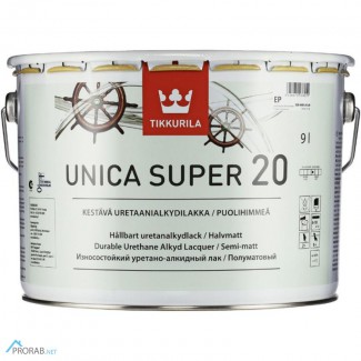 Unica Super 20 - Уника Супер полуматовый лак 9л Tikkurila (Финляндия)