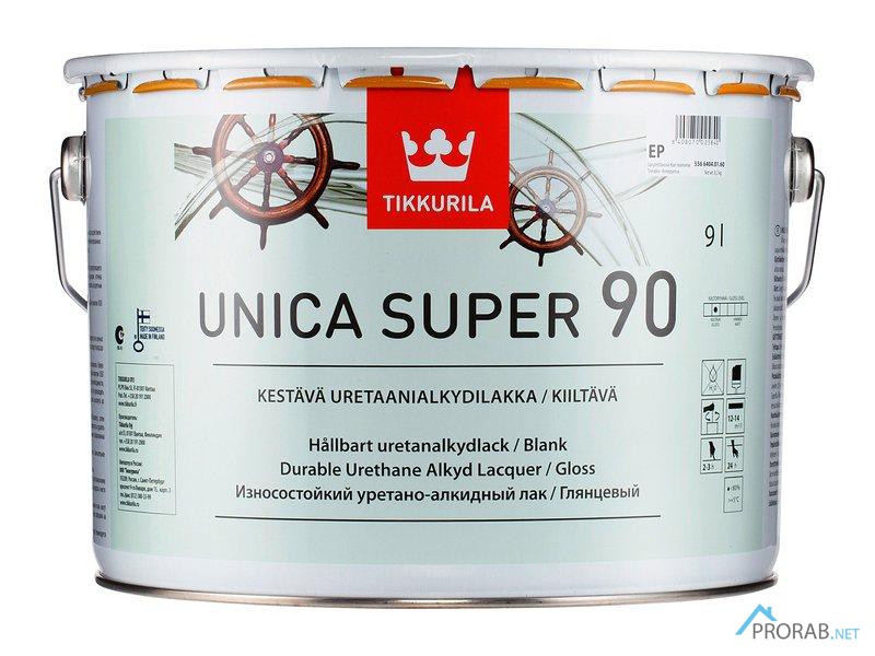 Unica Super 90 - Уника Супер, глянцевый лак 9л Tikkurila (Финляндия)